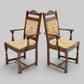 2 Old Charm Dining Chairs Carvers Light Oak Finish Tudor Fabric FREE UK Delivery