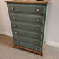 Vintage Chest Of 6 Drawers Sage Green Beautiful Bird Handles
