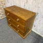 Vintage Solid Pine Low Chest of 3 Drawers Knob Handles Plinth
