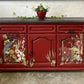Sideboard Red Floral Decorated