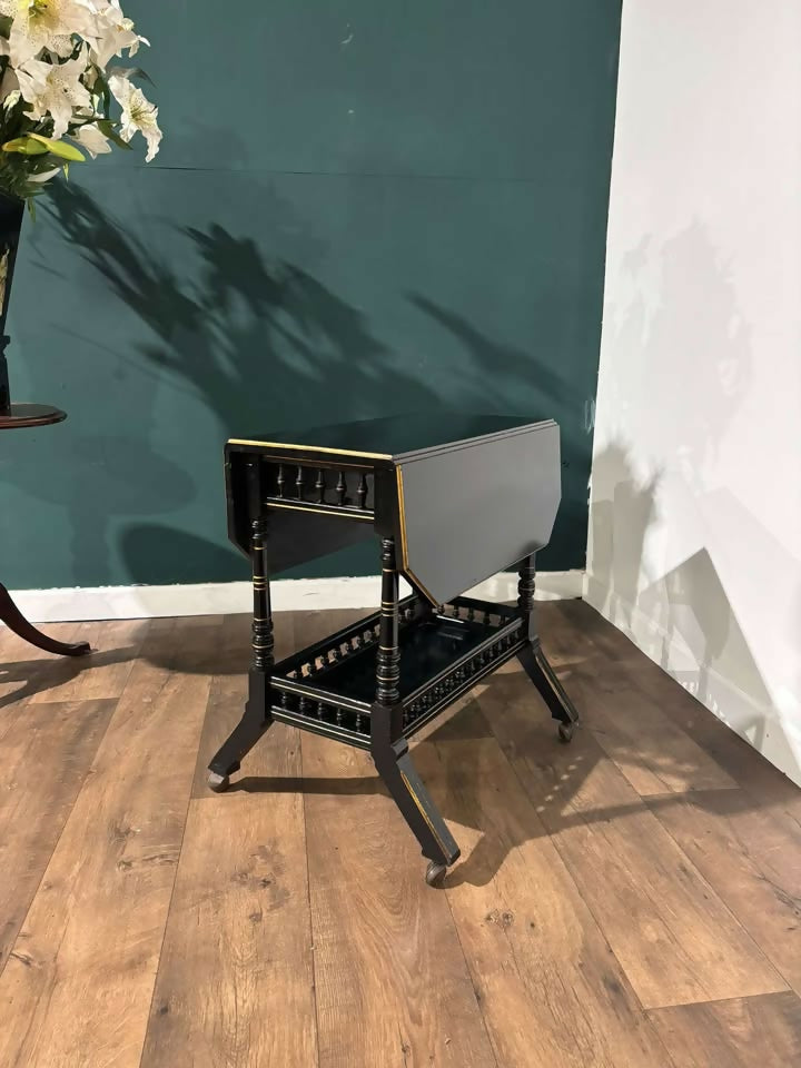 Edwardian Ebony Drop Leaf Side Tablecc
