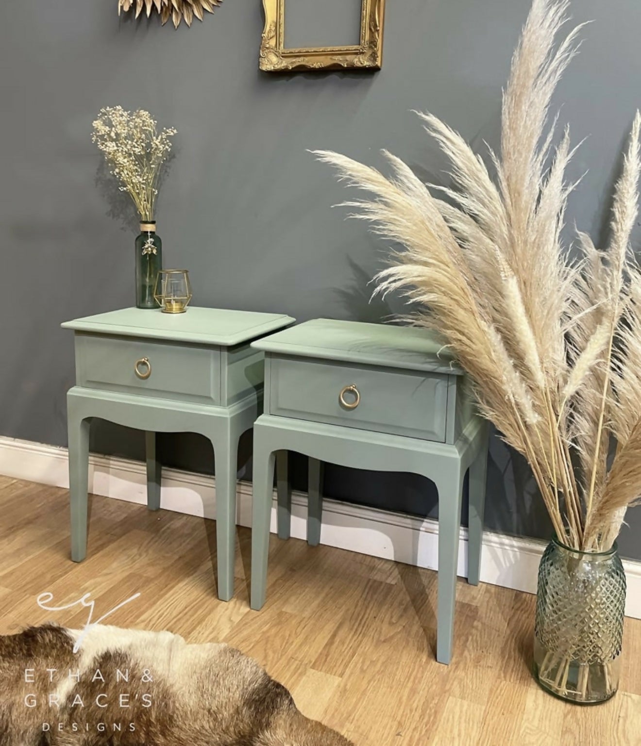 Stunning pro spray painted stag green bedside tables….ANY COLOUR