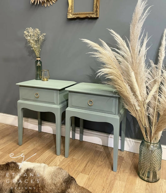 Stunning pro spray painted stag green bedside tables….ANY COLOUR