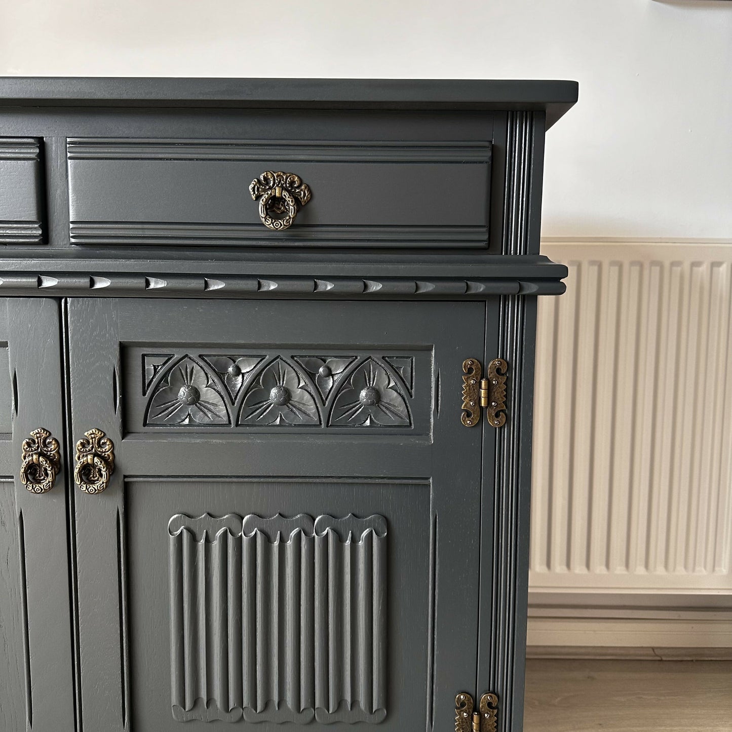 Old Charm 'Off Black' Antique Carved Sideboard
