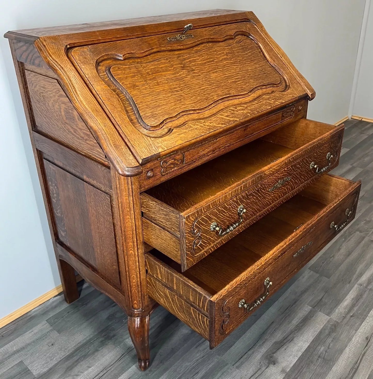 Secretaire Writing Desk Antique French Style Bureau Drop Front Cabinet LOT 3523