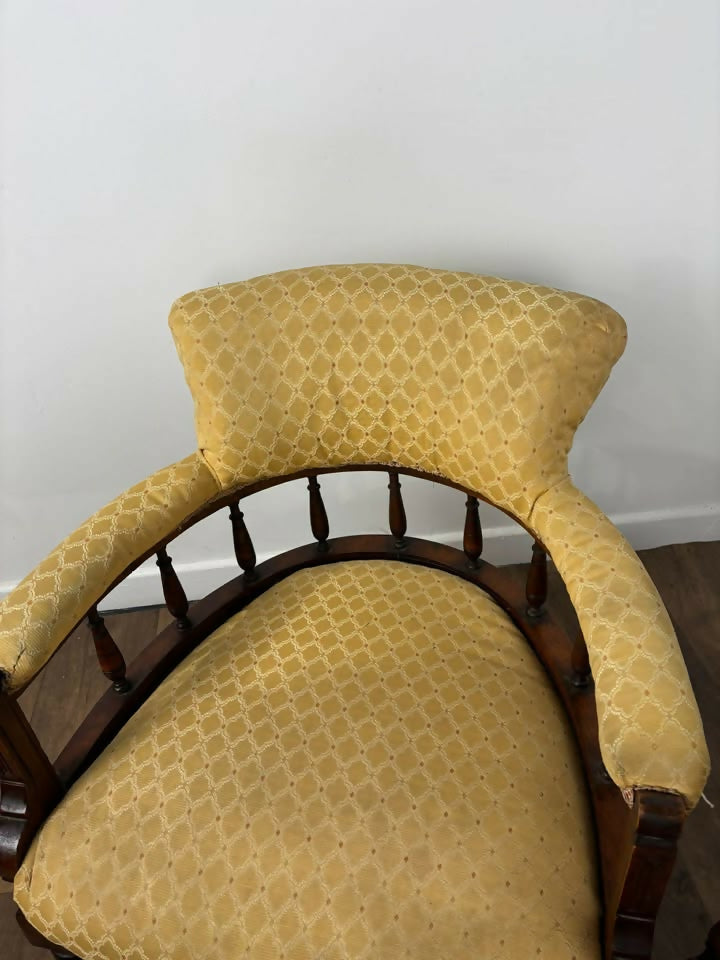 Pair of Edwardian Mahogany Upholstered Tub Chairs
