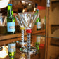 Six Art Deco Cocktail Martini Glasses on Chrome Stems with Coloured Accent Ball