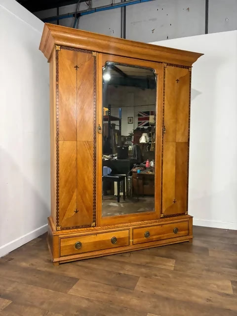 Art Deco Inlaid Oak Mirror Door Wardrobe by Ray & Miles of Liverpool