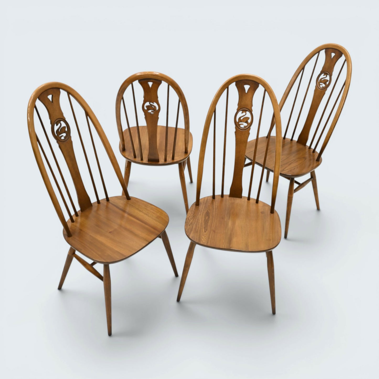 4 Ercol Windsor Swan Bow Back Dining Chairs Golden Dawn EXC FREE UK Delivery *