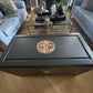 Ottoman. Vintage Camphor wood chest, handpainted. Black/gold