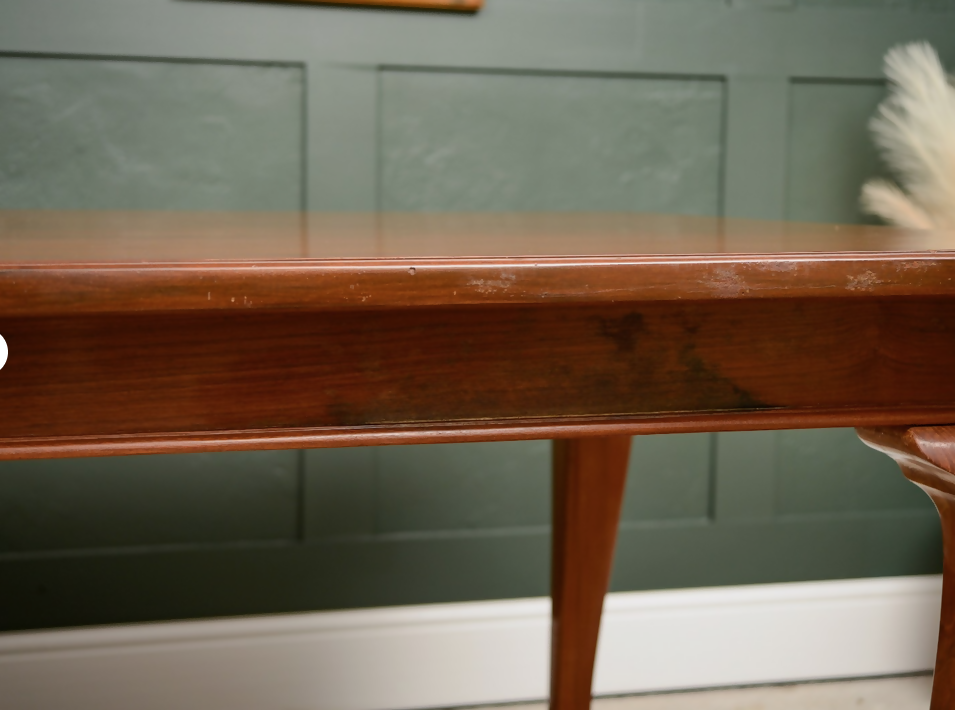 7.5 ft Solid Mahogany Dining Table - 8 Seater - Rectangular - Queen Anne Style