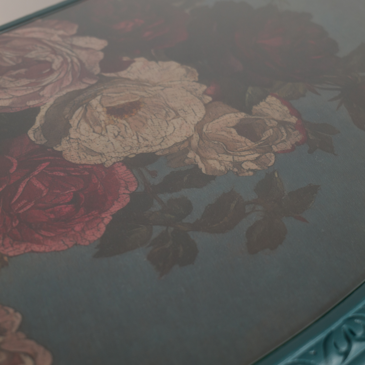 Large Teal Demi Lune Console Table | Upcycled Vintage Half Moon Hallway Table