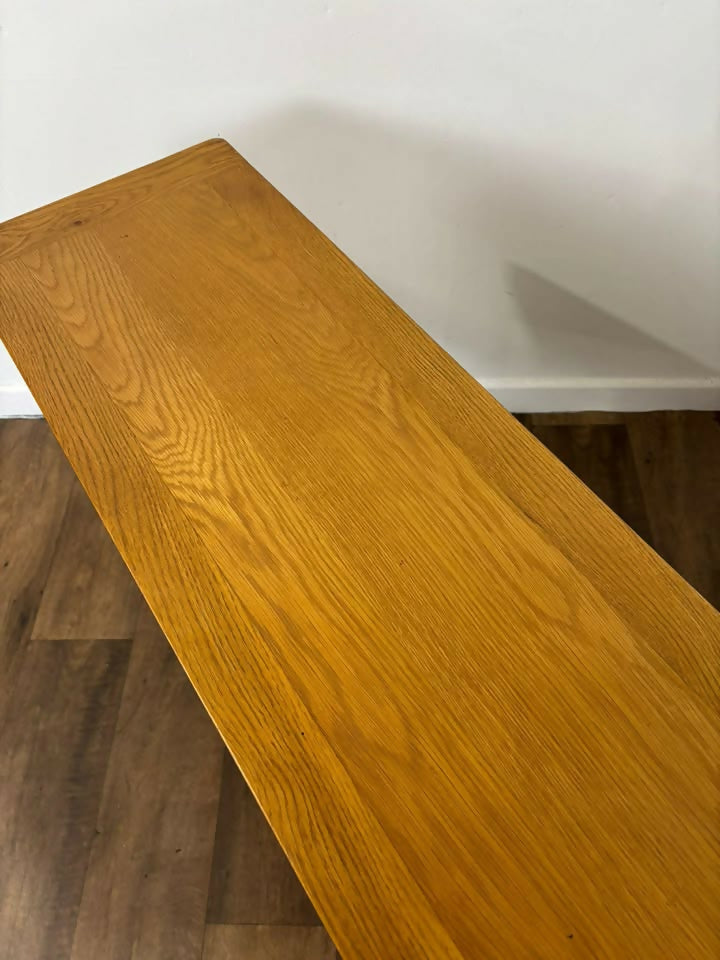 Modern Solid Oak Three Drawer Console Table