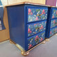 “Blue Floral” 1980s Bedside 3 Drawers