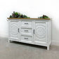 CARVED INDIAN SIDEBOARD. WHITE SIDEBOARD