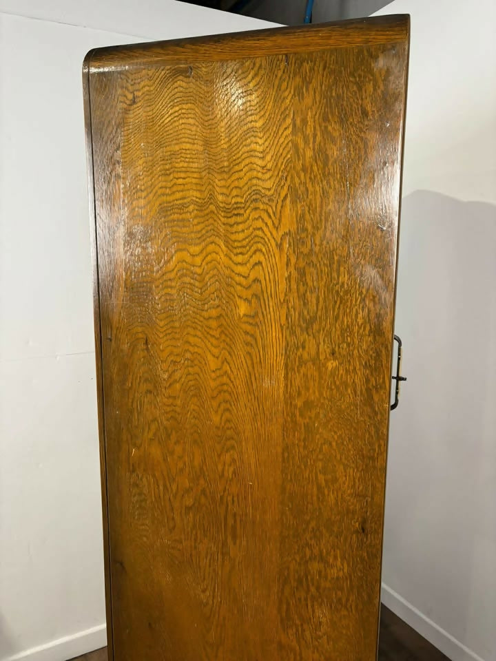 Vintage Oak Veneer Wardrobe – Art Deco Style