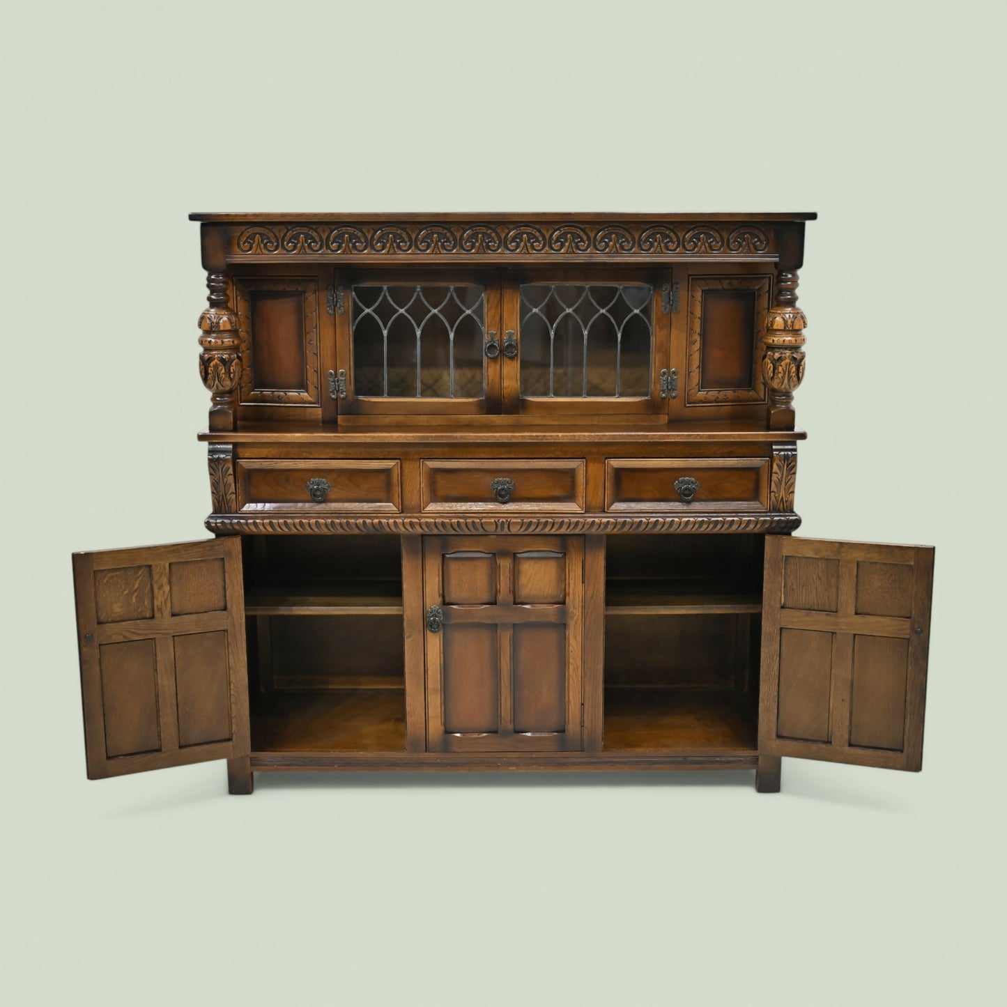 Old Charm Court Cupboard Buffett Sideboard Oak Tudor Style FREE UK Delivery.