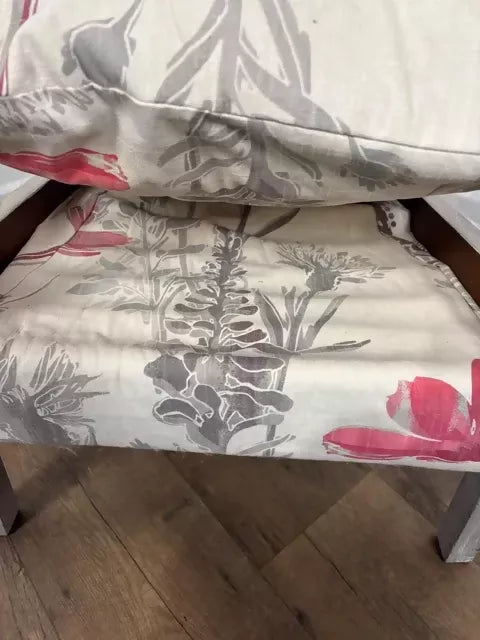 Vintage Painted Grey Cane Back Armchair / Bedroom Chair