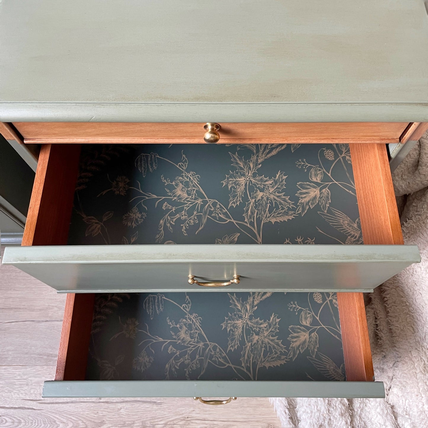 Pair of Hand-Painted Green Stag Bedside Tables | Vintage Wooden Cabinets | Professionally Restored Furniture