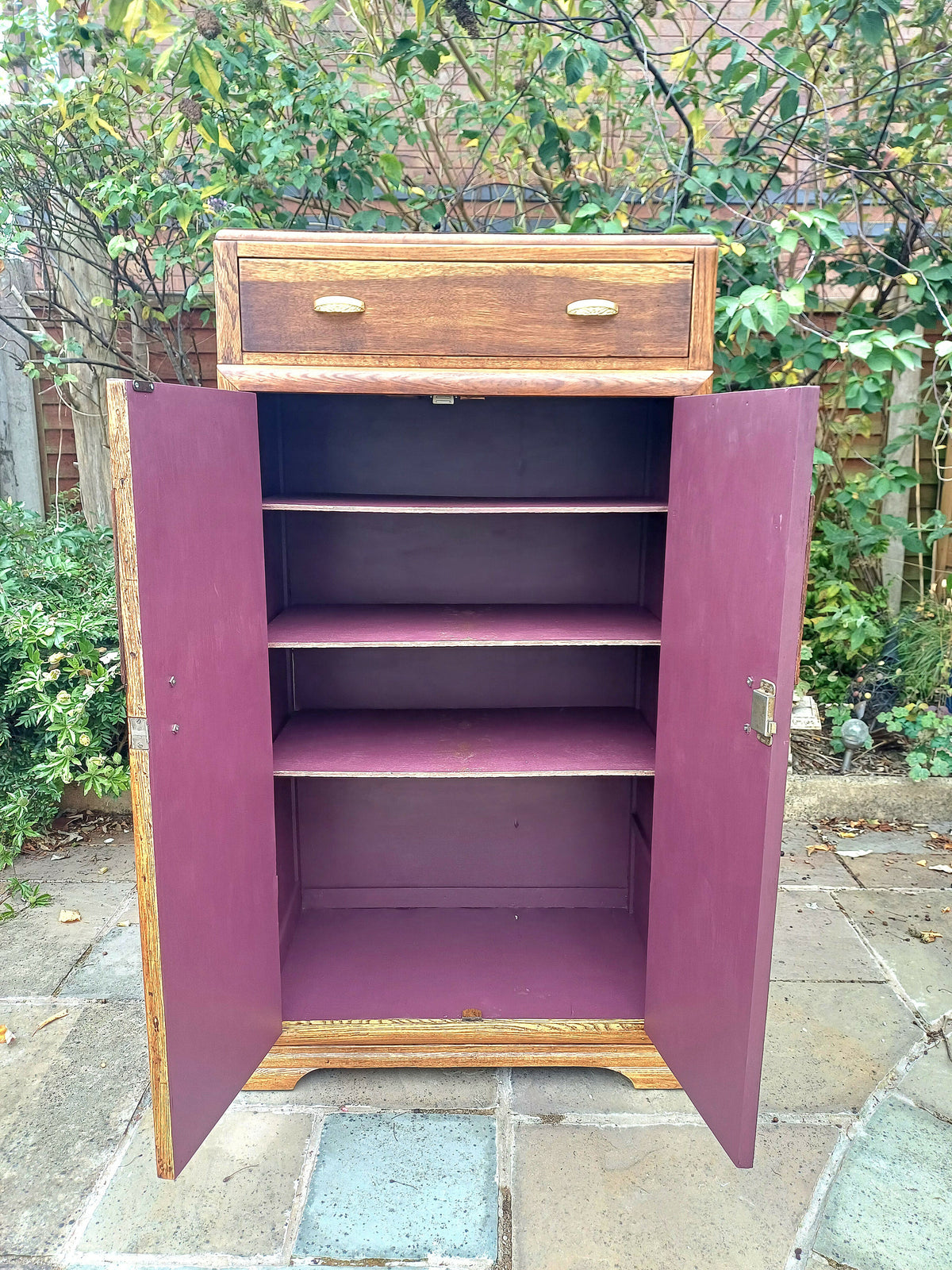 Upcycled Cabinet with Floral Design Storage Unit Tall Boy