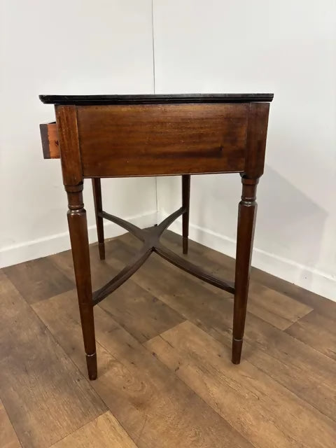 Reproduction Badged 'Strongbow' Two Drawer Side Table with Writing Slide