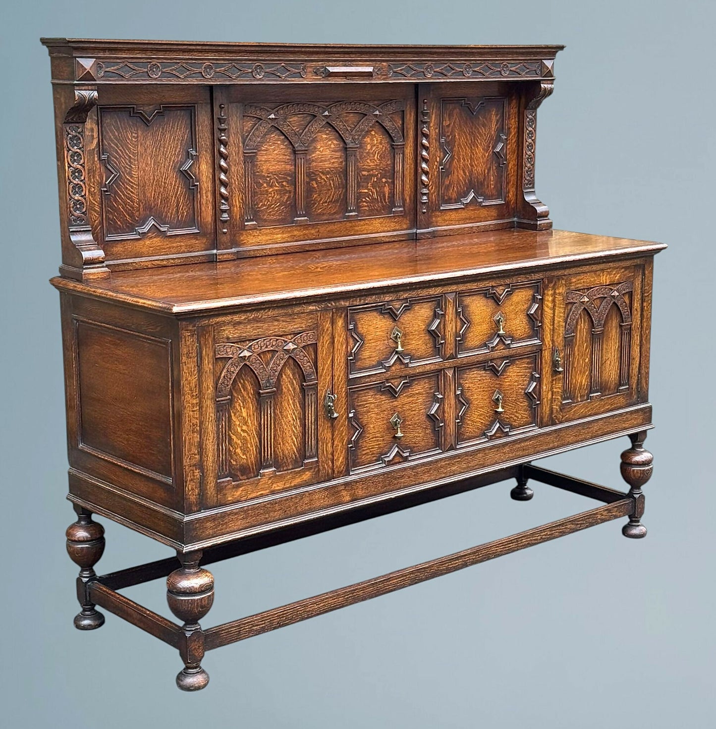 Carved Oak Jacobean Style Sideboard