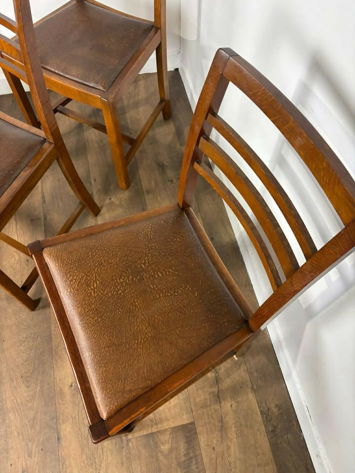 Set Of Four Mid Century Oak Dining Chairs