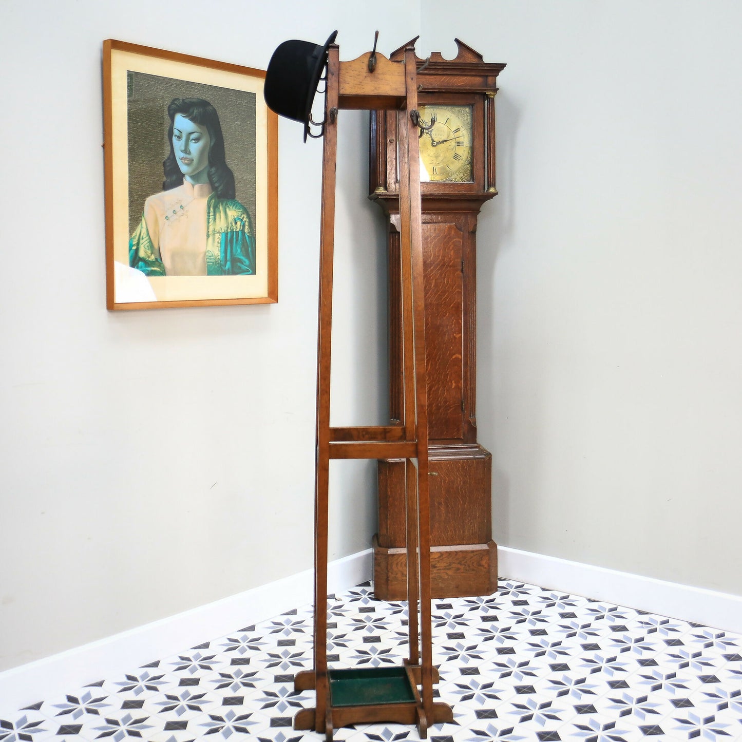 Arts and Crafts Coat Stand Hall Stand Edwardian in Solid Oak.
