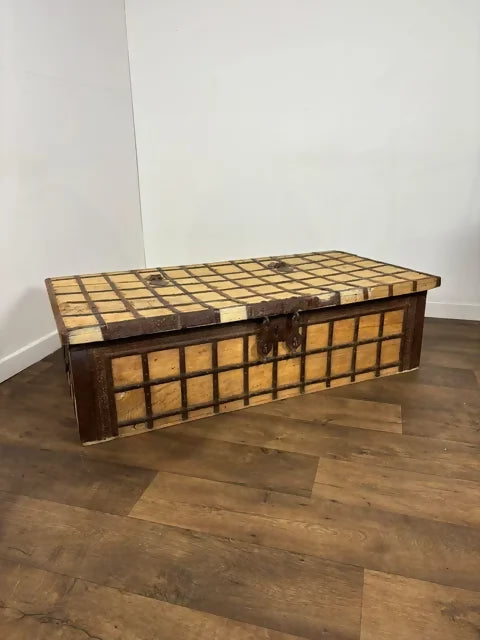 Very Large Bleached Rustic Indian Trunk / Coffee Table