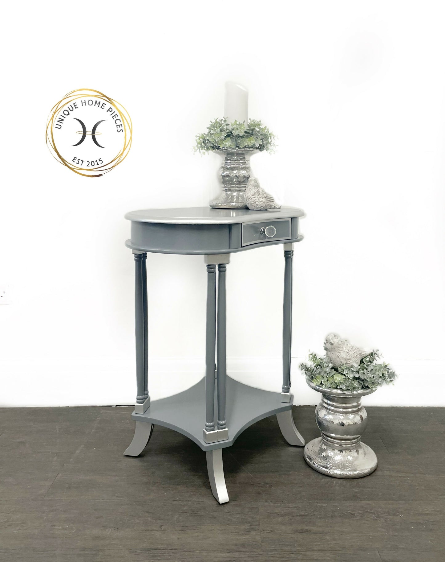 Grey And Silver Side Table