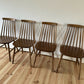 Vintage Set of 4 Mid Century Ercol Style Dining Chairs Stick Back Elm Chairs