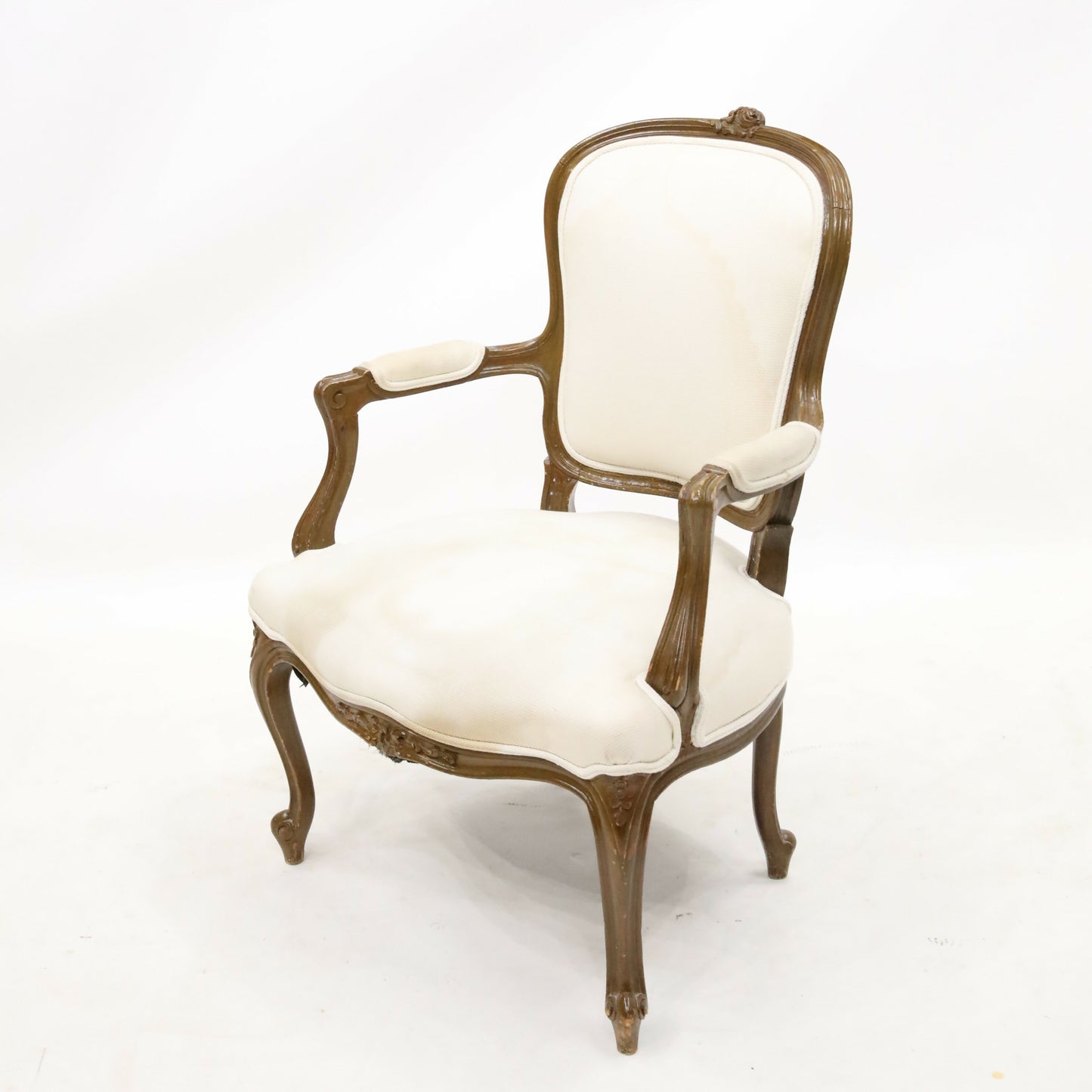 Vintage French Louis Philippe Style Armchair Cream Upholstery FREE UK Delivery