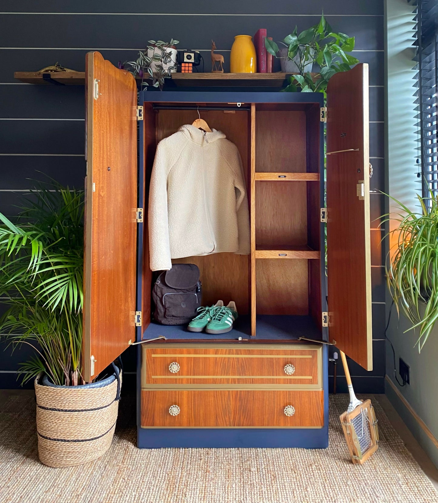 Wardrobe, Armoire, Coat Cupboard, Hallrobe, Hallway Storage, Mid Century Retro Vintage.
