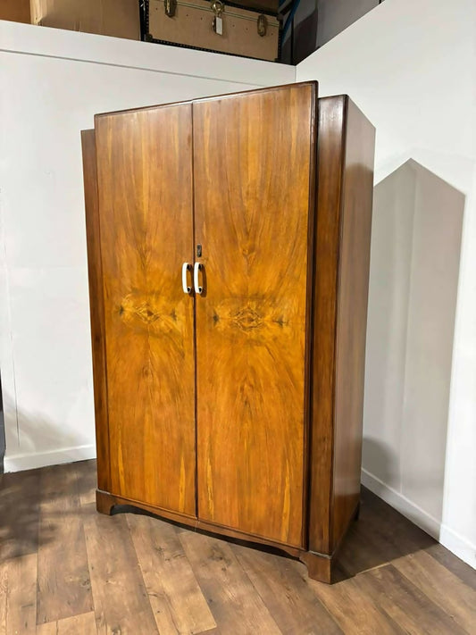 1940s Art Deco Walnut Wardrobe