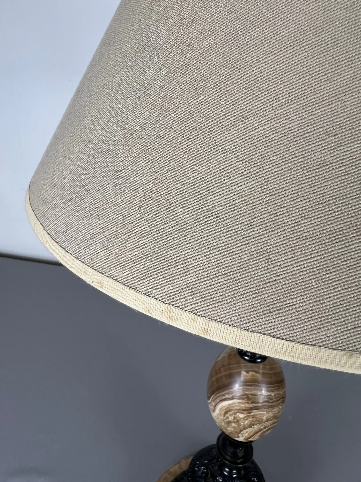 Table Lamp Vintage French Style Ceramic Brass Lamp with Shade LOT 5079
