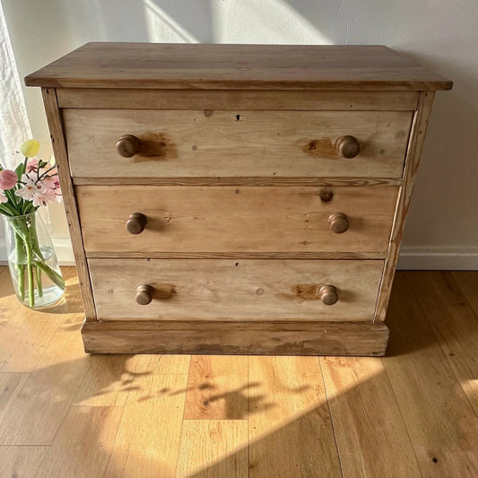 Antique Victorian Pine Chest of Drawers Rustic Solid Stripped Pine