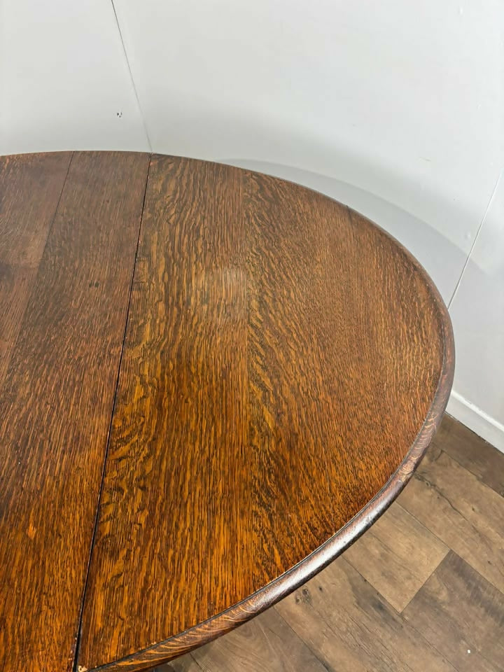Vintage Oak Drop Leaf Table With Barley Twist Support