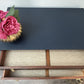 Vintage Navy Blue Flame Mahogany Dresser | Refurbished 5-Drawer Chest of Drawers | Brass Hardware Queen Anne Furniture