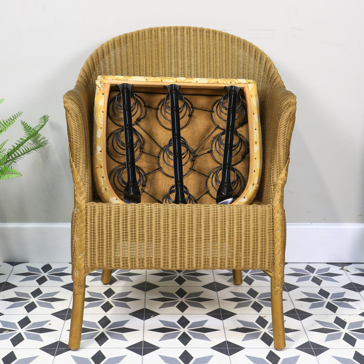 Lloyd Loom Lusty Woven Chair 1950s with Rare Sprung Seat