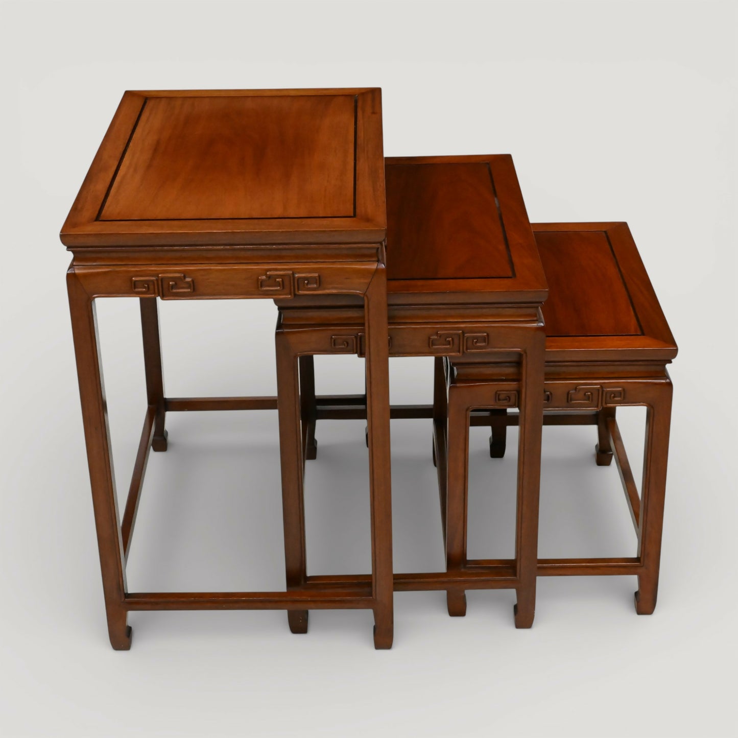 Chinese Nest of Tables Teak/Rosewood Carvings 3 Side Tables Free UK Delivery*