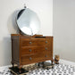 Vintage Carved Oak Dressing Table with Mirror 1930s