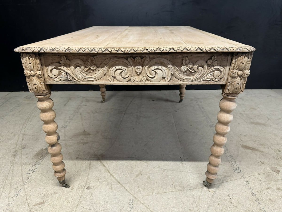 French Carved Oak Writing Table