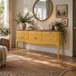 Mustard Yellow Vintage Stag Minstrel Mahogany Sideboard | Agate Handles | Upcycled Furniture | Mid Century Style