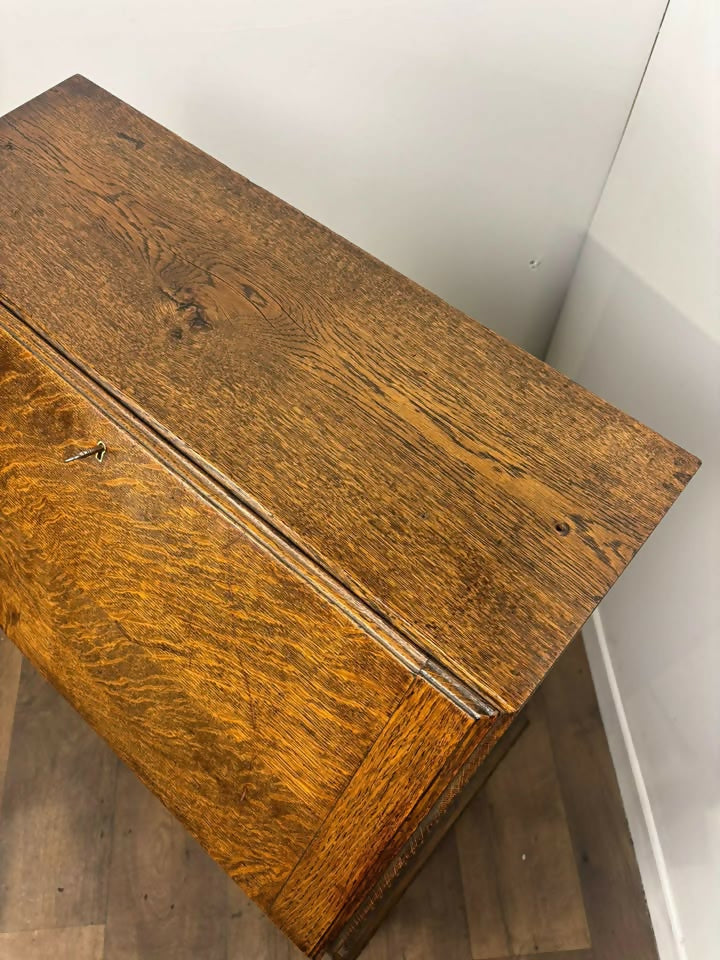 Early 20th Century Oak Bureau with Fitted Interior & Carved Base