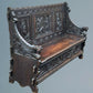 A Late Victorian Carved Oak Box Settle / Hall Bench