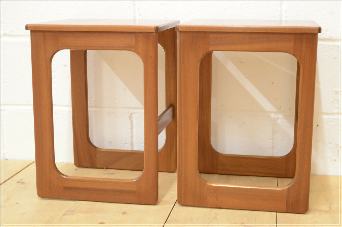 Vintage Bedside Table Set Of 2 Pair McIntosh Teak Mid Century Danish Design