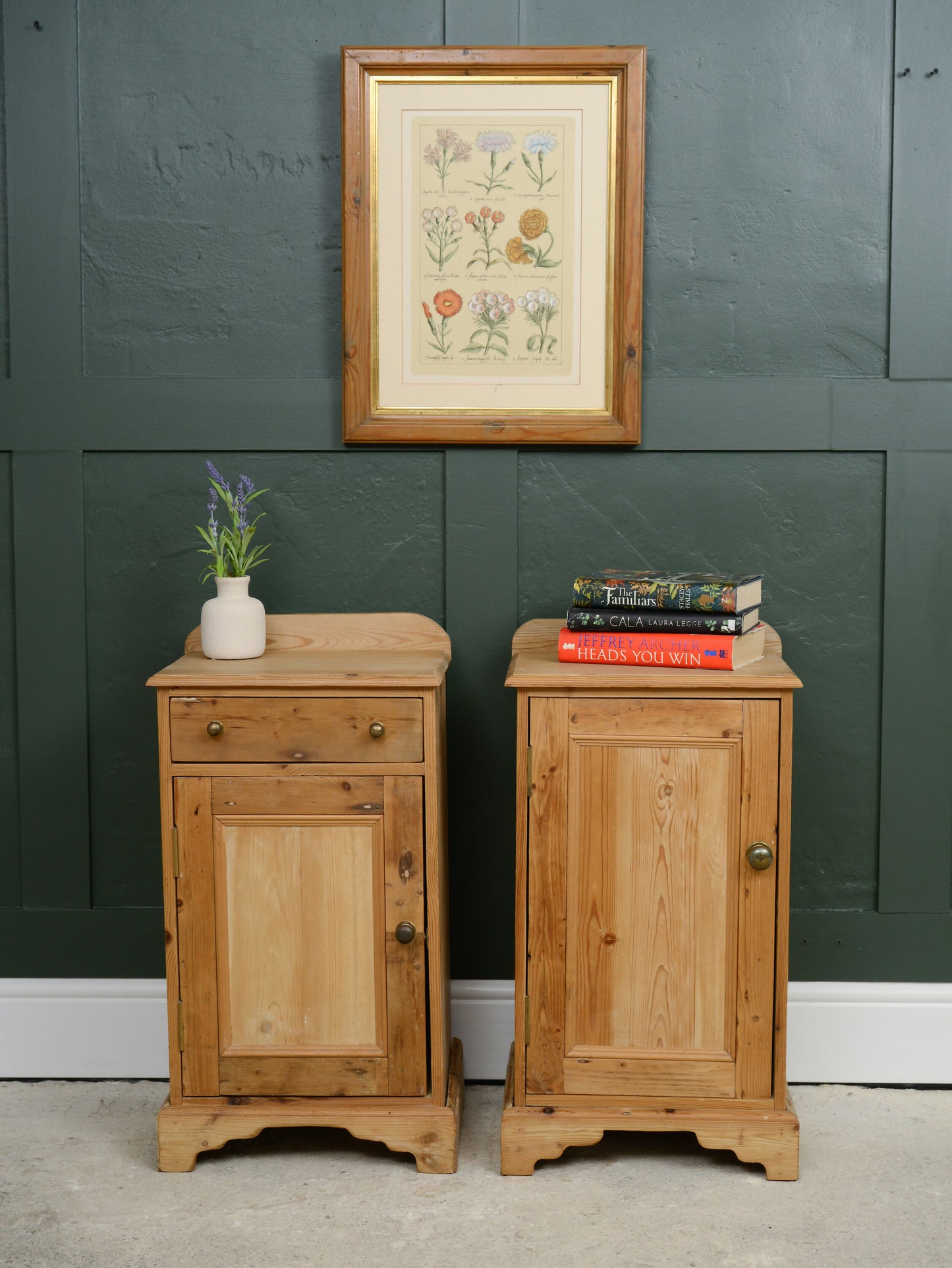 Pair Vintage Pine Bedside Cupboards Tables - Pot Cupboards - SKU 206 207