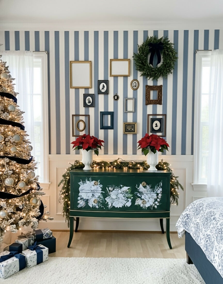 Vintage Green and Gold Chest of Drawers , Dresser
