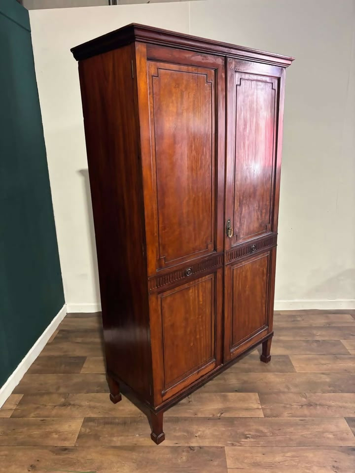 Edwardian Mahogany Double Wardrobe6