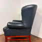 Blue Leather Chesterfield Style Wingback Armchair